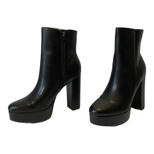 Marc Fisher Black Leather Utra High Heel Platform Booties Size 9.5 NWB